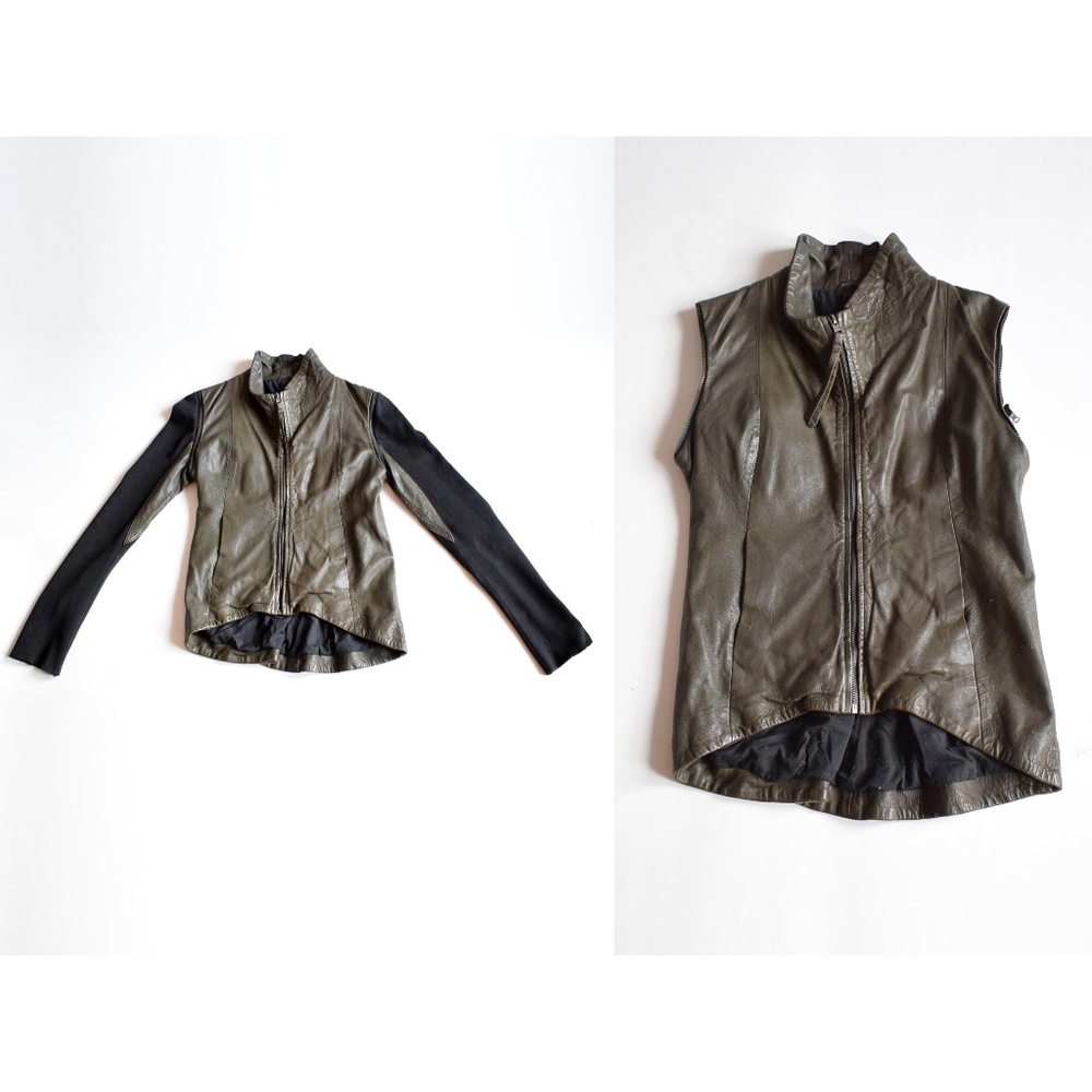Biker Jacket M Green Leather Jacket M Leather Jacket Women Leather Vest Lambskin